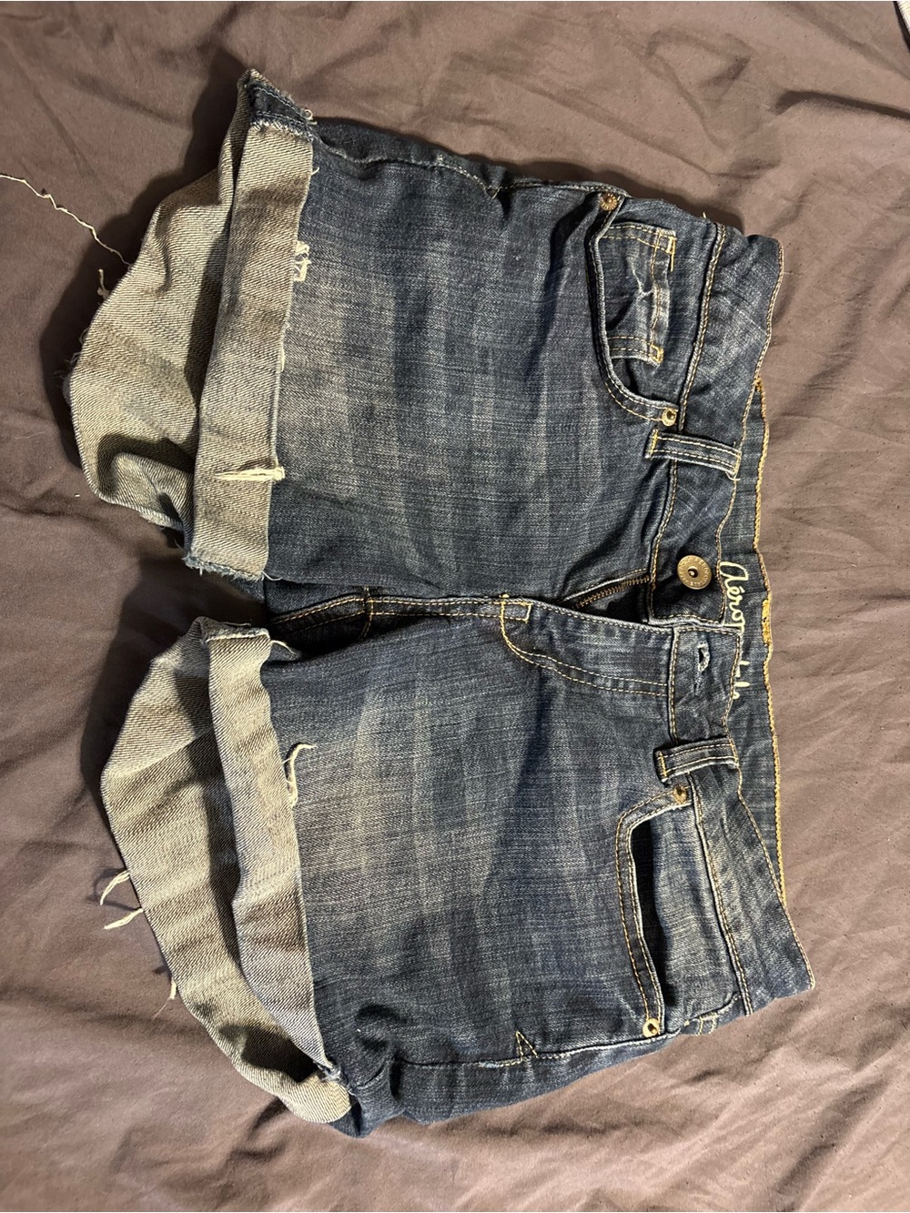 Aeropostale Light Blue Denim Shorts with Teal Stitching